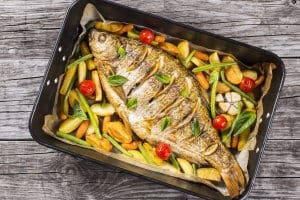 CARPE FARCIE AVEC DES LEGUMES